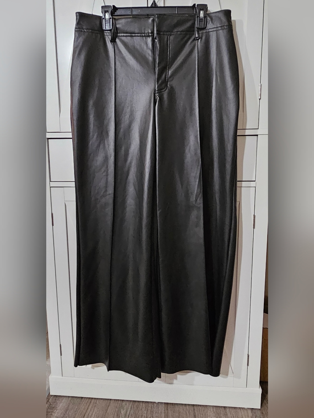 Black Faux Leather Wide-Leg Pants